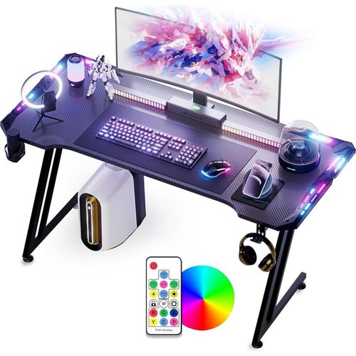 Gaming Tisch LED-Leuchten 120X60cm Carbon Fiber RGB 384 Farbmodus