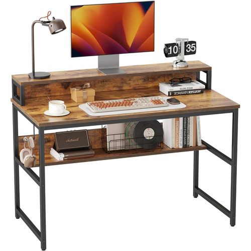 Schreibtisch Computertisch mit Ablage- und Bücherregal Braun 120 x 60 x 88 cm
