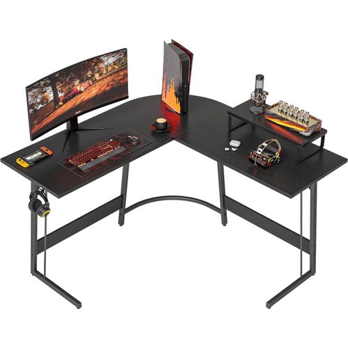Gaming Tisch Eckschreibtisch L Form 120 x 120 cm Schwarz
