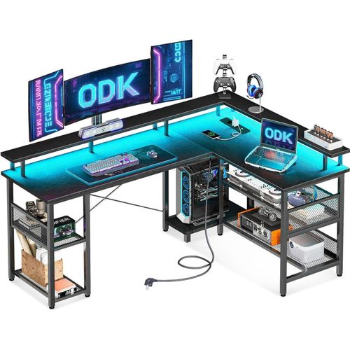 ODK Gaming Tisch LED Beleuchtung USB 2 Steckdosen 168x120cm