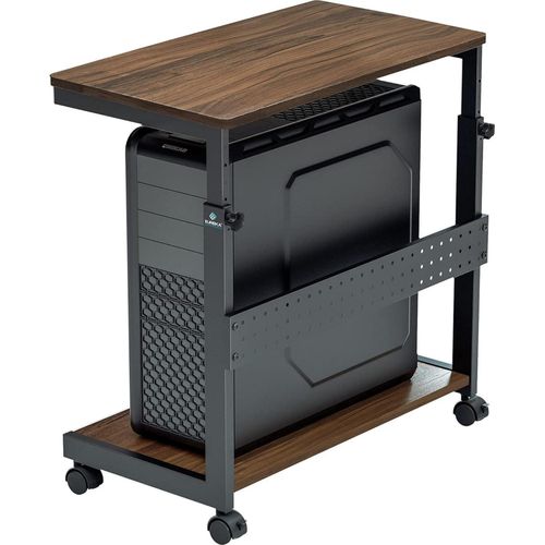 Höhenverstellbarer PC Tower Ständer mit Rollen, ATX-Gehäuse CPU Halter, Walnussfarbe