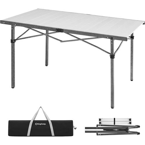 KingCamp Campingtisch klappbar Aluminiumrahmen 136x70 cm bis 80 kg wasserfest faltbar