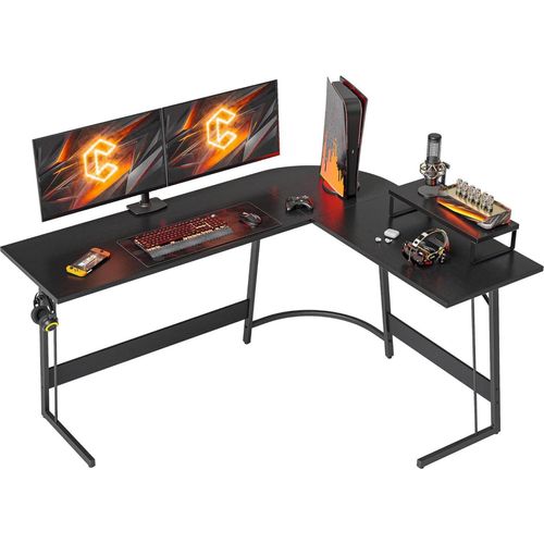 Gaming Tisch Eckschreibtisch 150x120cm L-Form Monitorständer Schwarz
