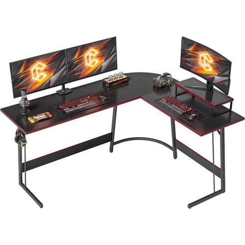 Schreibtisch Gaming Tisch Eckschreibtisch 170x120 cm Kohlefaseroberfläche Schwarz