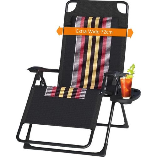 Klappbare Gartenliege Extra Breit mit Kopfstütze & Getränkehalter