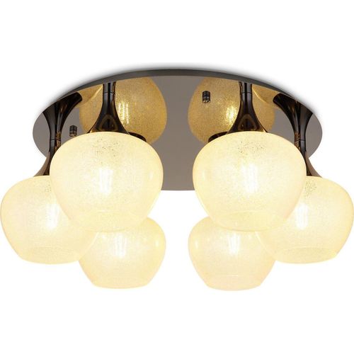 Deckenleuchte Wohnzimmer Kristall Deckenlampe Schlafzimmer 6-flammig schwarz