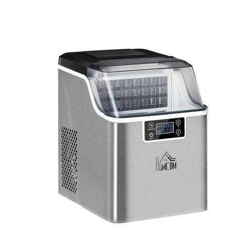 Eiswürfelmaschine mit 3,2 L Wassetank Eiswürfelbereiter Ice Maker 20 kg/24h 2,3 L, 25,2 x 36 x 37,1 cm, Silber