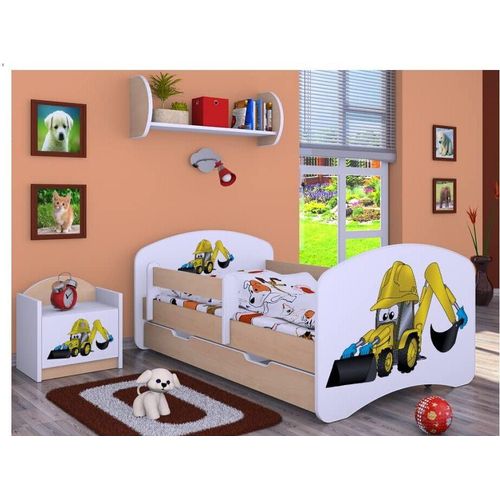 BDW, Kinderbett mit Matratze & Bettkasten, Birne, 160x80