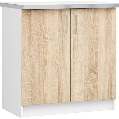 BDW Küchenschrank, Schrank Küche Arbeitsplatte, Schrank 80, Weiss / Eiche Sonoma