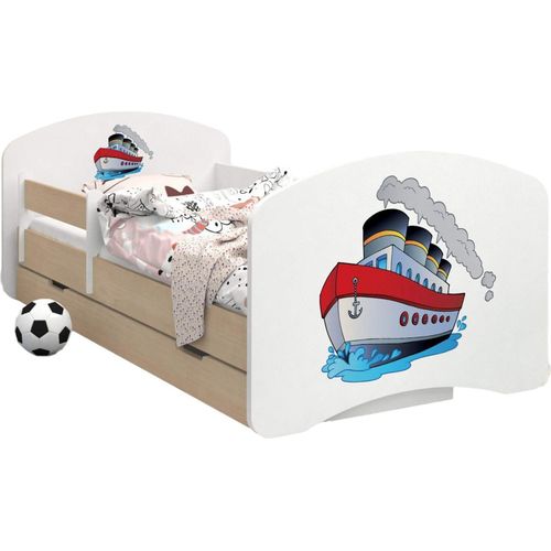 BDW Kinderbett, Doppelseitiges mit Schublade, Lokomotive, 140/70