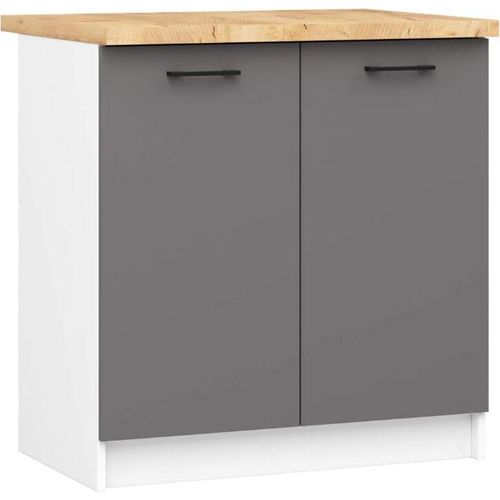 BDW Küchenschrank, Schrank Küche Arbeitsplatte, Schrank 80, Weiß/Grau