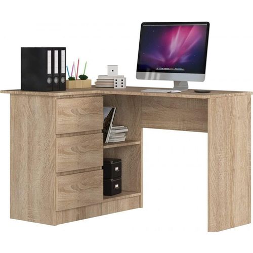 BDW, Eckschreibtisch rechts, 3 Schubladen, 4 Regale, Eiche Sonoma linken