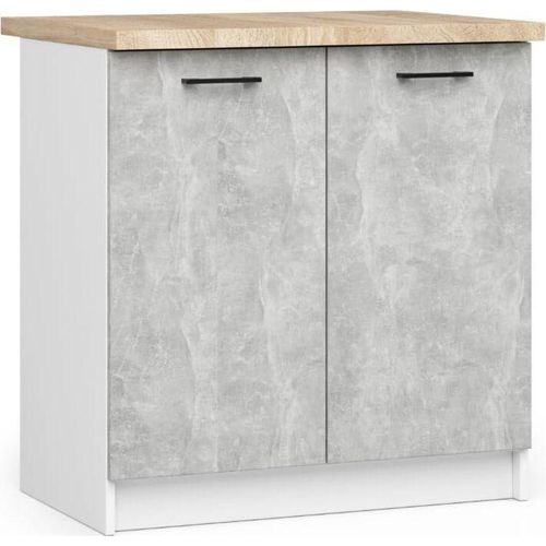 BDW Küchenschrank, Schrank Küche Arbeitsplatte, Schrank 80, Weiß/Grau