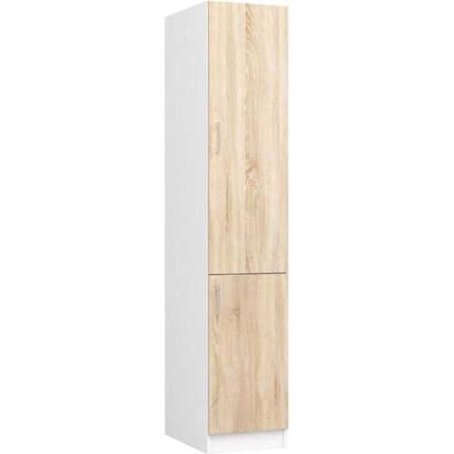 BDW Vorratsschrank Küche, Küchenschrank, Hochschrank, Weiss / Eiche Sonoma