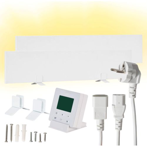 Dalsys Anti-Schimmel-Heizung 60W 12 x 60 x 1,3cm, 2 Panel Schimmelentferner für Wand & Bad, Infrarot-Heizung gegen Schimmel mit Smart Timer, IP44