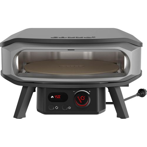 Cozze® Pizzaofen Premium Rotate 17 elektrisch, inkl. Pizzastein / Thermometer, Backtemperatur bis 400°C, Grillfläche 42.5 x 42.5 cm, Gerätemaße 33 x 60.5 x 62.5 cm, 2200 W, 230 V, Stahl / Cordierit, schwarz / grau