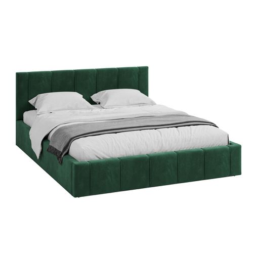 Bett FLORIDA 120x200 Polsterbett mit Lattenrost aus Metall Bettkasten Samt Trinity dunkelgrün