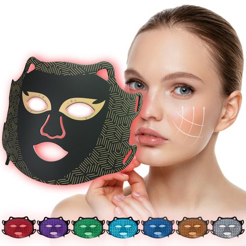 LED Gesichtsmaske mit 7 Farben & 270 LEDs, Rotlichttherapie, Dermaroller Set für Zuhause, Anti-Aging & Hautpflege für Gesicht