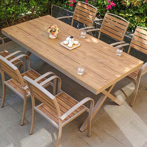 Gartenmöbel-Set Esstisch-Set Terrassenmöbel Möbel aus Aluminiumlegierung Essmöbel Balkonmöbel-Set 1*Tisch und 6*Stühle 180cm /MJHYZY-180/