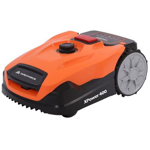 YARD FORCE Mähroboter XPower 400 mit Bluetooth-App, Mulchsystem, Hinderniserkennung, wetterfester Mähgarage, für Rasenflächen bis 800 m², Rasenroboter