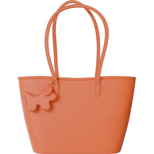 Damen Handtasche Echtleder Shopper Italy Innentasche 30635 arancio/beige
