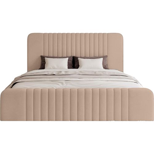 FEDVE Polsterbett Pariotto aus Velvet 160x200 cm, Hellrosa