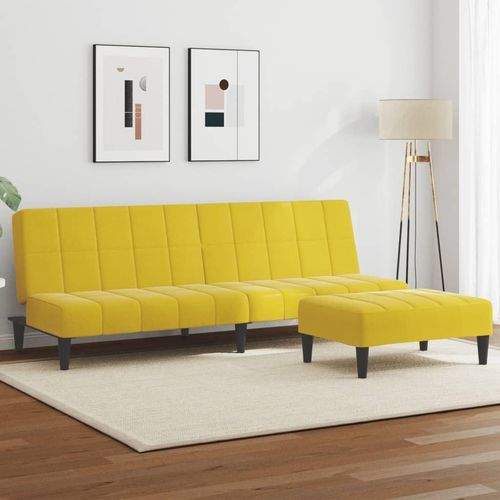Schlafsofa 2-Sitzer mit Fußhocker Gelb Samt
