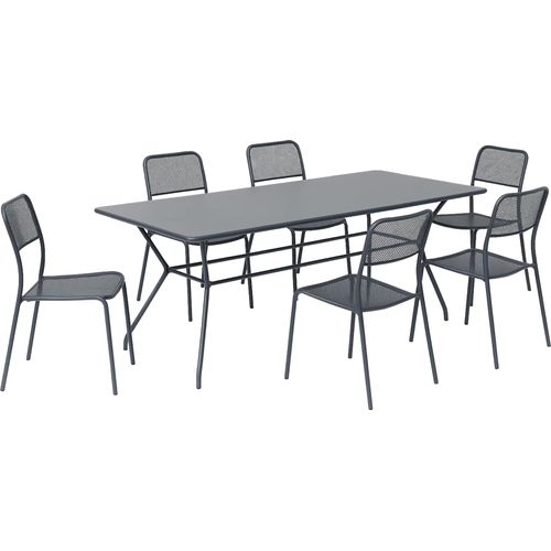 Set Tisch und 6 Gartenstühle anthrazitgrau - Oviala Guethary