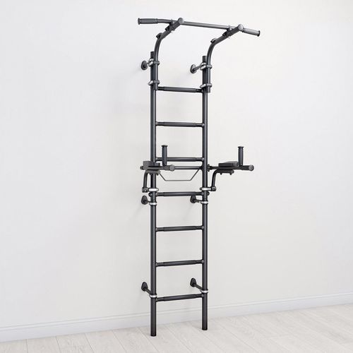 Sprossenwand ClimbMaxx M9 inkl. Dip-Station Schwarz