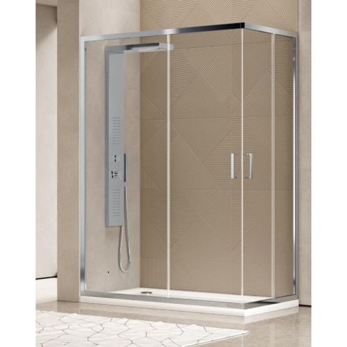 Duschkabine 70x115 Ecköffnung Höhe 200cm aus transparentem Hartglas Chromprofil – Frascio