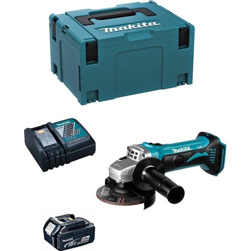 Mini-Winkelschleifer MAKITA DGA452RTJ1 (1 x 5,0 Ah + DC18RC + MAKPAC 3)