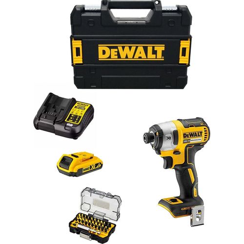 Schlagschrauber DeWALT DCF887D1T (1 x 2,0 Ah + DCB107 + TSTAK II) + Set mit 32 Schrauber bits Impact Torsion