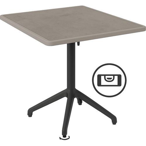Gastro Terrassentisch Luna Wackelfrei | 70x70 cm | Resalit Beton Hell | klappbar | selbstregulierend