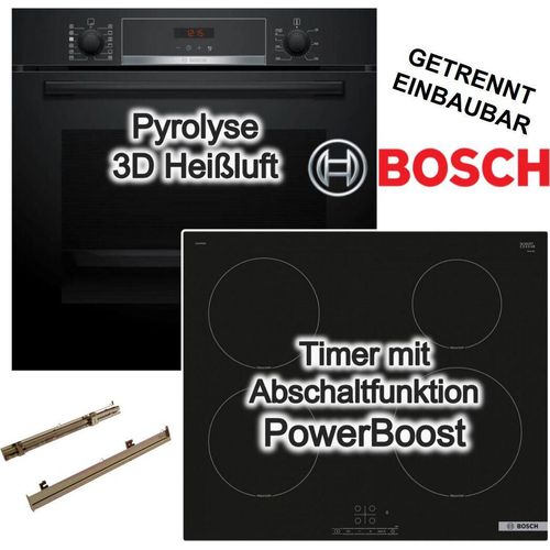 Herdset BOSCH Backofen PYROLYSE TELESKOPAUSZUG + Induktionskochfeld Booster autark 60cm