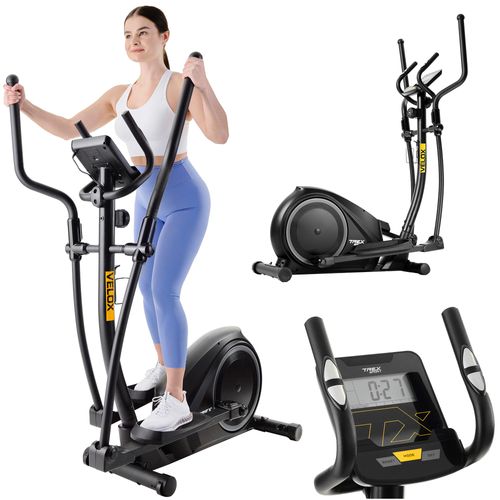 TREX SPORT Crosstrainer für zuhause TX-450CT VELOX | Ellipsentrainer 16-stufiger Widerstand, 7 kg Schwungmasse | Display, Tablet-Halterung, bis 120 kg