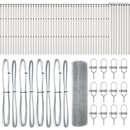 Möbel Schweißgitterzaun mit 13 Pfosten 0.6x100 m Feuerverzinkter Stahl - Metallzäune 3351666