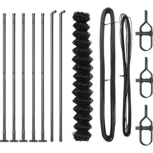 Drahtzaun mit 7 Flanschpfosten 1,4x10 m Verzinkter Stahl, Drahtzäune DesignMöbel Neu