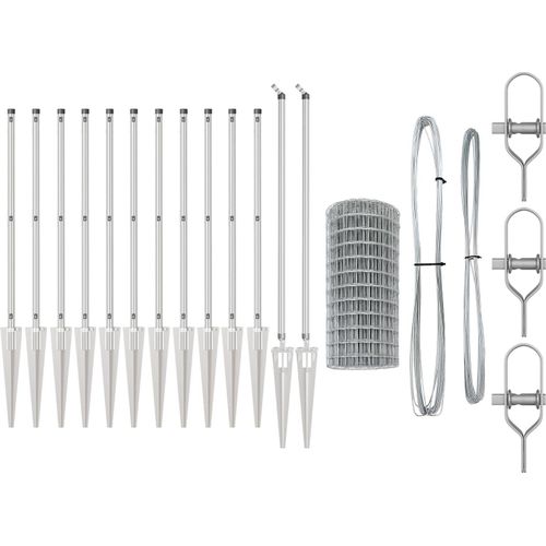 Möbel Euro-Zaun mit 13 Spitzenposten 1x25 m Verzinkter Stahl - Metallzäune 3350771