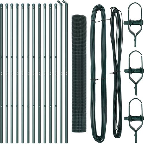 Möbel Metallzaunpfosten Set 2er Set Grün Metall, PVC-Beschichtung - Metallzäune 3351725