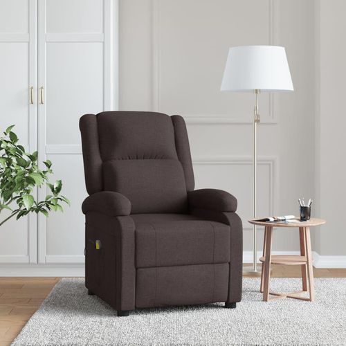 Ohrensessel mit Massagefunktion Dunkelbraun Stoff