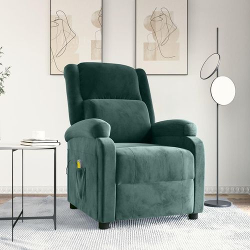 Massagesessel Dunkelgrün Samt