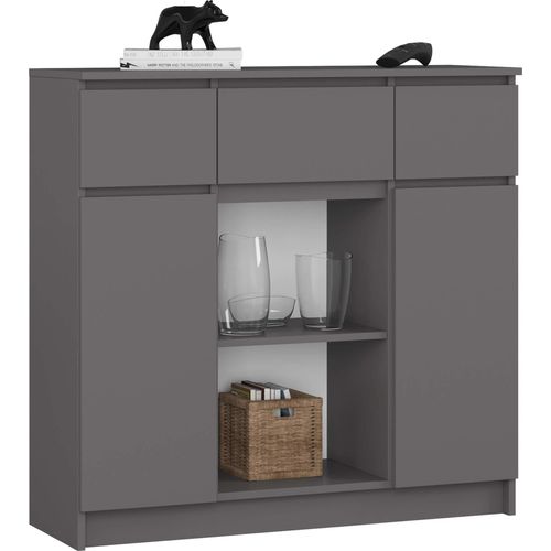 Kommode K100 Graphitgrau 101 cm 2 Türen 3 Schubladen 6 Regalböden B101xH98xT35 cm
