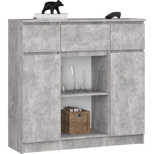 Kommode K100 Beton 101 cm 2 Türen 3 Schubladen 6 Regalböden B101xH98xT35 cm