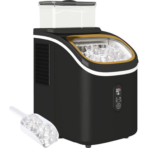 HOMCOM Eiswürfelmaschine 15 kg/24h Eiswürfelbereiter mit 1,5 L Wassertank, Schaufel, Eisbehälter Ice Cube Maker Maschine mit LED Anzeige Schwarz