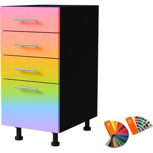 Schubladenunterschrank BRERRA 40x82cm lackiert Ausführung wählbar BR-D4 - 40,RAL Wunschfarbe (K5 / K7),schwarz,Blum Metabox (Teilauszug)