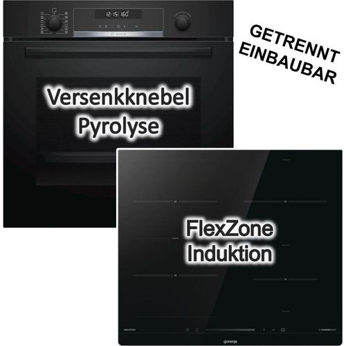 Herdset Bosch Backofen Pyrolyse + Gorenje Induktionskochfeld Booster autark 60 cm