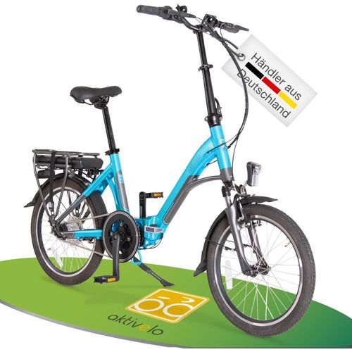 aktivelo E-Bike Klapprad 20 Zoll, Elektrofahrrad klappbar, Faltrad, E Bike Herren, E Bike Damen, 250W Ananda Mittelmotor, 36V/10,4Ah Lithium-Akku