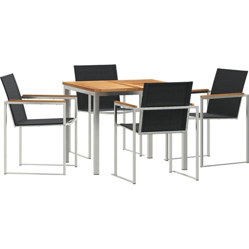 Möbel 5-teilige Garten Essgruppe aus Massivholz Teak, Outdoor Esstisch 90x90x74.5 cm aus Massivholz Teak - Gartentische 3334830