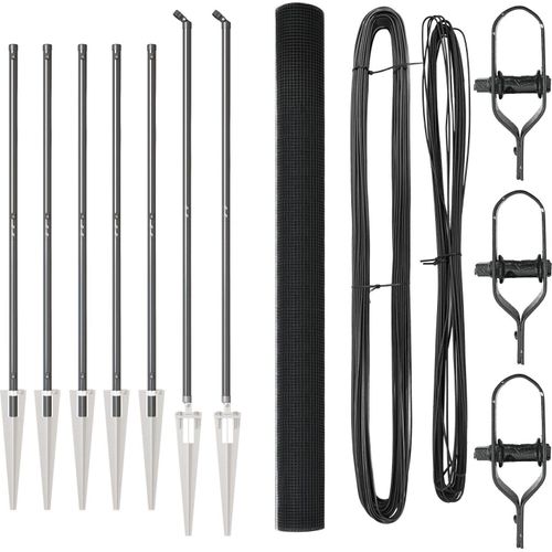Geschweißter Drahtzaun mit 7 Spikepfosten Grau 1.6 x 10 m Stahl, Drahtzäune DesignMöbel Neu