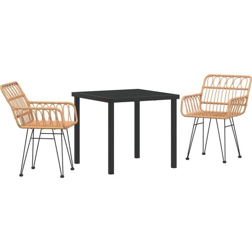 Möbel 3-teiliges Garten-Essset Braun Poly Rattan - Gartenstühle 3379177